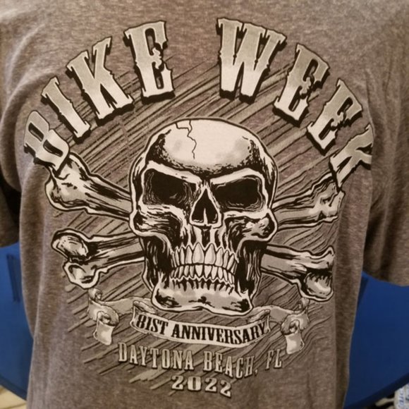 NWOT 2022 81st Anniv Bike Week Tshirt Skull design - Picture 6 of 7